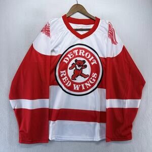 Detroit Red Wings Jersey Mens Large Red Grateful Dead Dancing Bear Promo SGA NEW